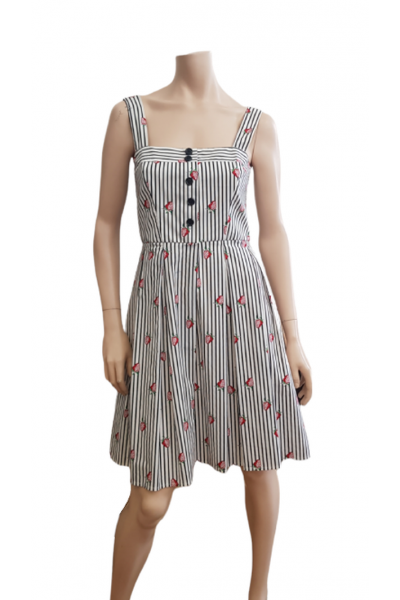 BELLINO - Φόρεμα μεσάτο ριγέ με τύπωμα πολύχρωμο - 1