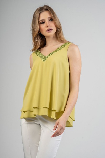 Bellino - Sleeveless blouse in a solid line - 1