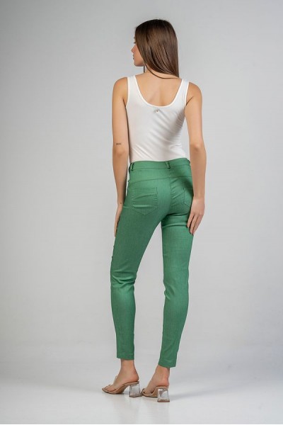 Bellino - Elastic pants in a comfortable line five-pocket green - 3