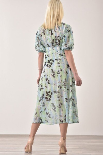 ALLORA - Midi dress with short sleeve printed floral - 1
